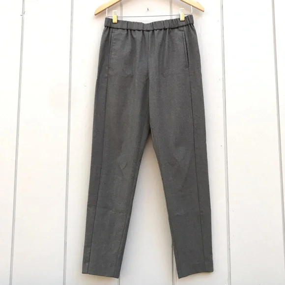 Theory Thorene Soft Wool Flannel Jogger Pants Straight Leg